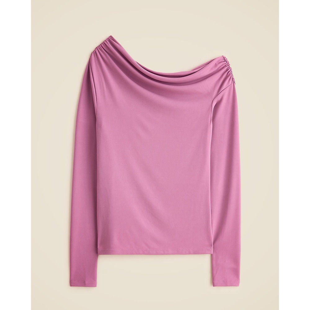 NEW J. Crew Matte Jersey Drapey Off-the-Shoulder Top Pink Cowl Neck Top Large